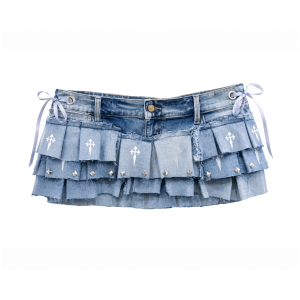 falda denim upcycled — silver reliquary