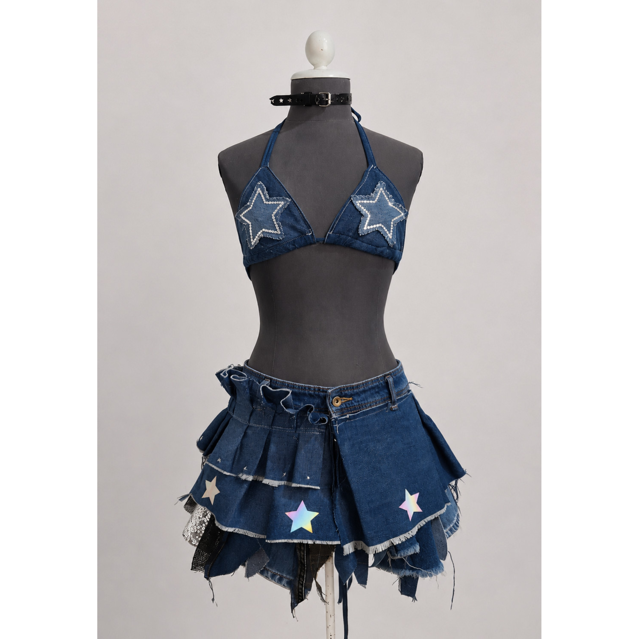 conjunto denim upcycled — superstar ✦ for rave conjunto denim upcycled — superstar ✦ for rave