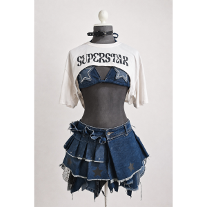conjunto denim upcycled — superstar ✦ for rave
