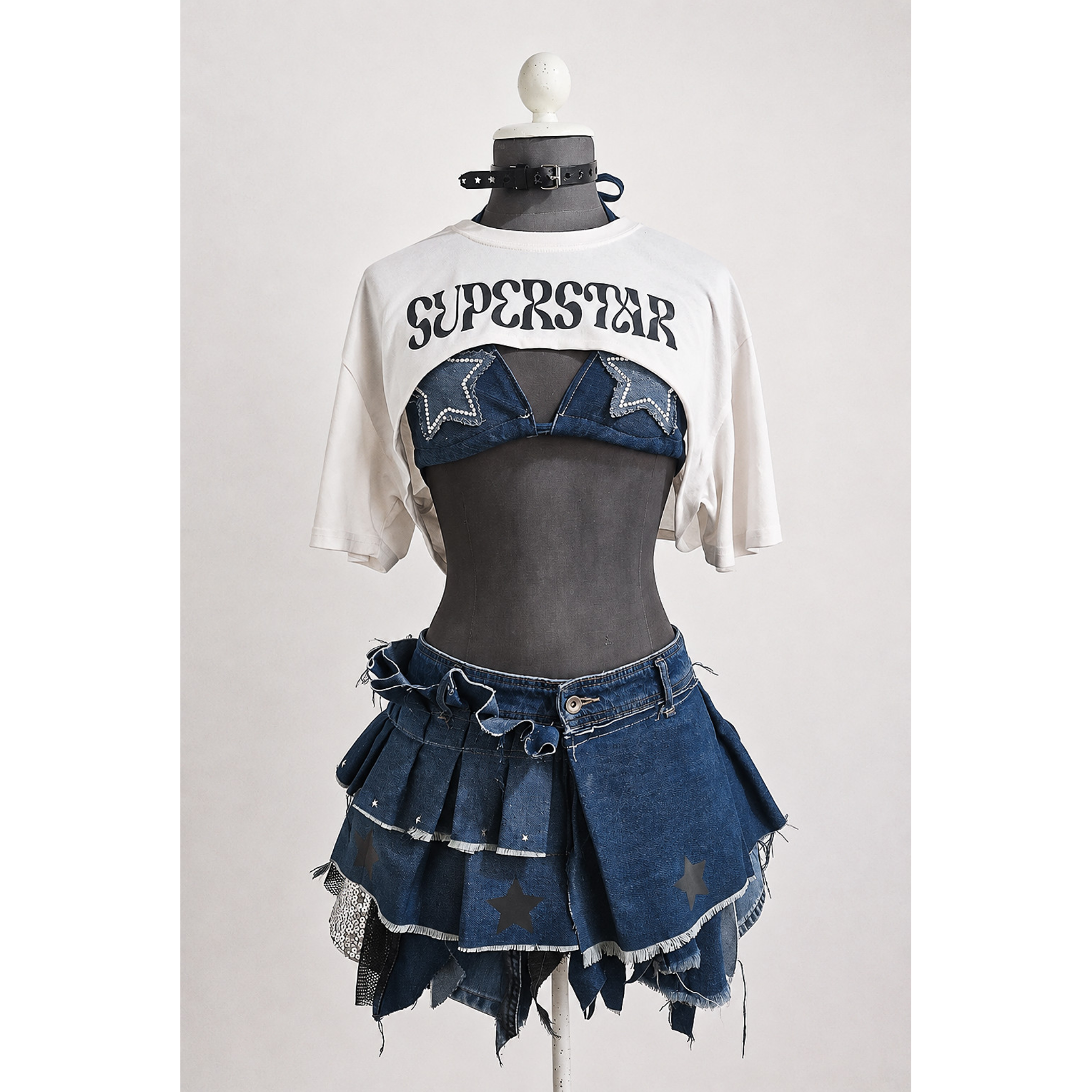 conjunto denim upcycled — superstar ✦ for rave conjunto denim upcycled — superstar ✦ for rave