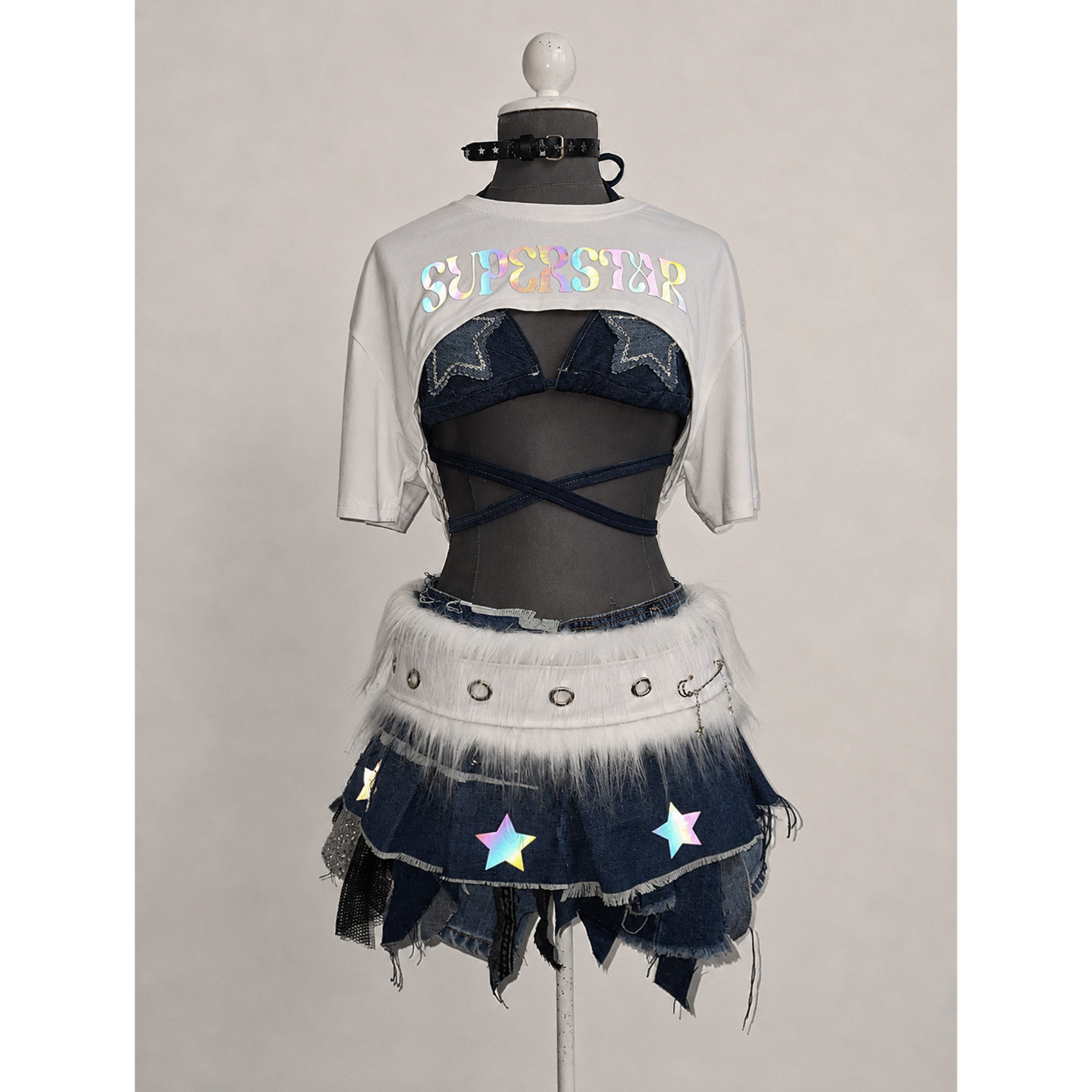conjunto denim upcycled — superstar ✦ for rave conjunto denim upcycled — superstar ✦ for rave